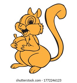 ilustraciones de arte vectorial de dibujo de líneas de ardilla
