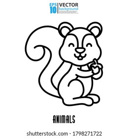 Squirrel line icon, outline vector sign. Animal concept. Eps 10 vector illustration.