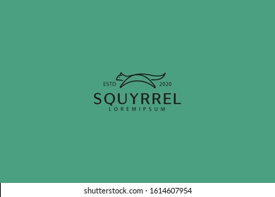 Squirrel line icon. Squirrel run jump outline logo vector. emblem design