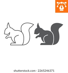 Squirrel line and solid icon, outline style icon for web site or mobile app, animals and rodent, squirrel vector icon, simple vector illustration, vector graphics with editable strokes.