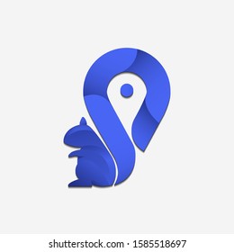 Squirrel and Location Logo Combination