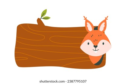 Squirrel In Log Vector Illustration