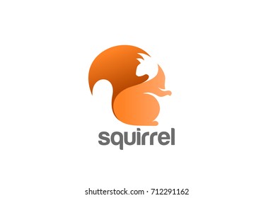 Squirrel Logo abstract design vector template Negative space style.
Wild Animals Zoo Logotype concept icon. 