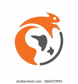 Squirrel logo and abstraction earth