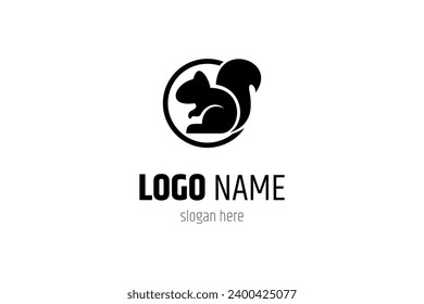 Squirrel logo with circle shape in flat vector design concept