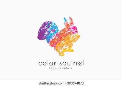 Squirrel logo. Color squirrel logo. Sweet logo. Creative animal logo.