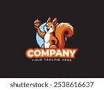 Squirrel Logo Design, Creative Squirrel Animal Logo Vector Illustration, Charming Animal Logo with a Friendly Squirrel Mascot