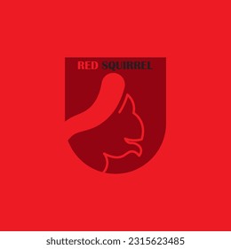 Squirrel logo design with red color