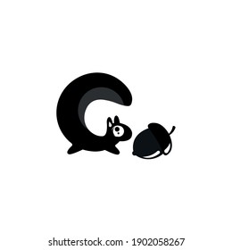 Squirrel Logo Design. squirrel silhouette cartoon. Vector logotype isolated on white background.