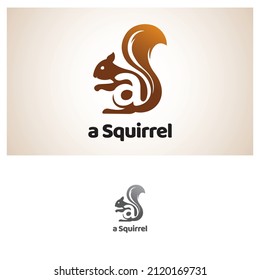 Squirrel logo design template with creative initial.