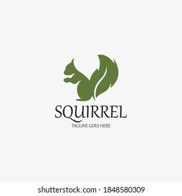 Squirrel logo design template. Leaf logo design concept. Vector illustration