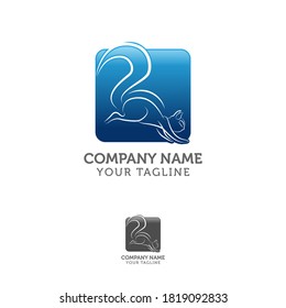 Squirrel Logo Design Vector Template With Luxury Silver Colour. Modern Design. Vector Illustration