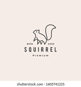 squirrel logo hipster vintage retro vector icon continuous line outline monoline illustration	