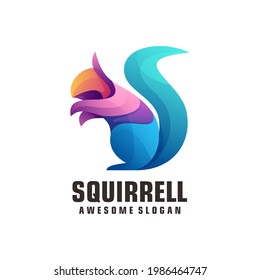 Squirrel Logo Illustration Colorful Gradient Design Vector