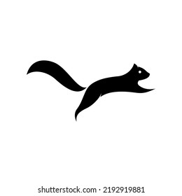 squirrel logo jumping silhouette vector