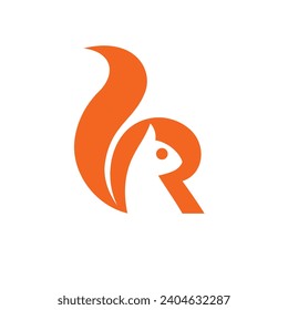 squirrel logo with letter R concept