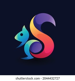 squirrel logo with letter s concept