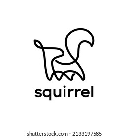 a squirrel logo with one line vector style on a white background