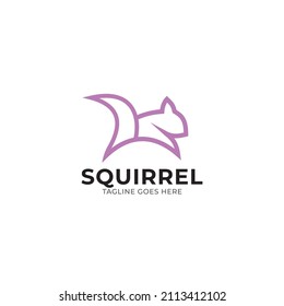 Plantilla vectorial de diseño de silueta con logotipo de ardilla.