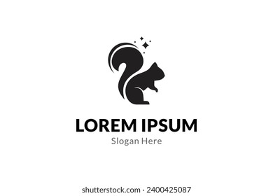Squirrel logo with star decoration in flat design concept