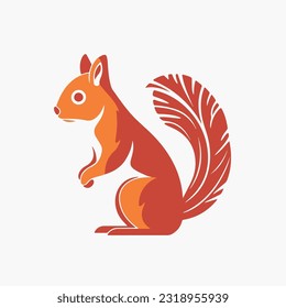 Squirrel in logo style. 2d illustration in cartoon, doodle style. 