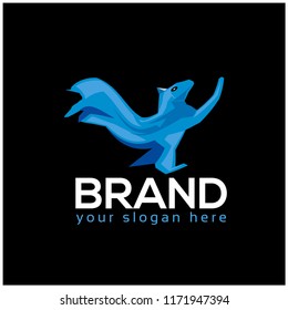 Squirrel logo template. Vector illustration on black background.