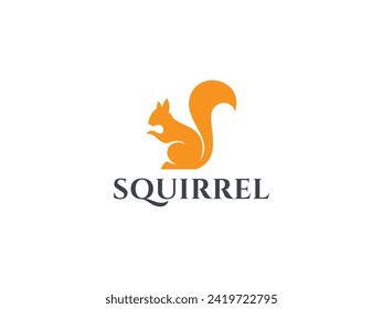 squirrel logo vector illustration. squirrel silhouette logo template
