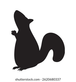 Squirrel looking up monochrome silhouette illustration	