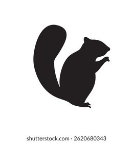 Squirrel looking sideways monochrome silhouette illustration	
