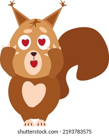 Ardilla en el amor, ilustración, vector en un fondo blanco.