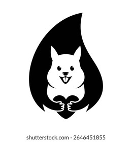 squirrel love logo design icon vector template