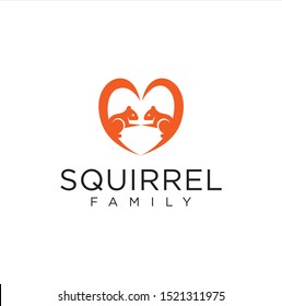 Squirrel Love Logo Icon Mascot Character. Chipmunk Couple Logo Design Template