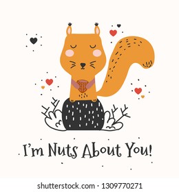 squirrel love vector poster design with funny quote. Valentine's Day is recognized as a significant cultural, religious, and commercial celebration of romance and romantic love in many regions.