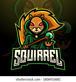 Squirrel mage esport logo mascot design