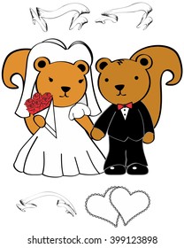 squirrel married cartoon set in vector format very easy to edit