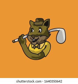 squirrel mascot golf vector illustration