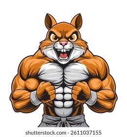 squirrel mascot vector illustration muscular squirrel design