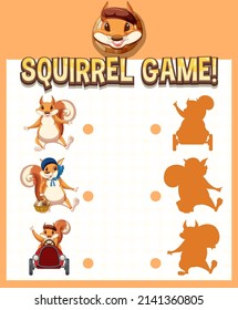 Ein Eichhörnchen-Match-Spielblatt für Kinder zur Illustration