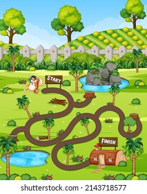 A squirrel maze games template illustration