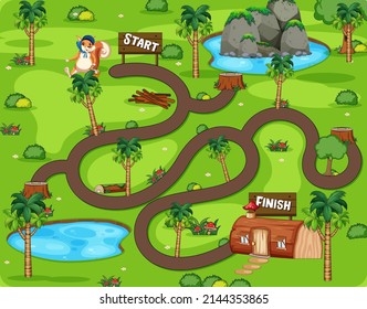 A squirrel maze games template illustration