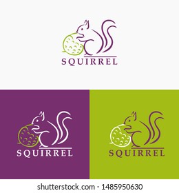 squirrel minimalist logo hand draw vector