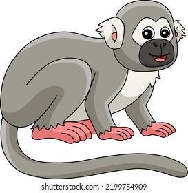 Squirrel Monkey Animal Cartoon Colored Clipart