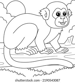 Squirrel Monkey Animal Coloring Page Kids Stock Vector (Royalty Free ...