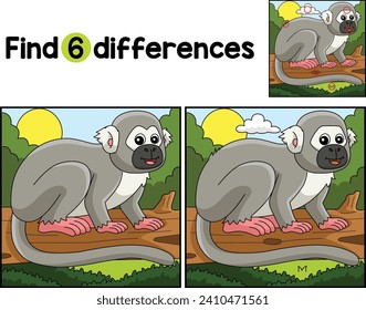 Squirrel Monkey Animal Find The Differences 