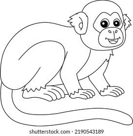 Squirrel Monkey Animal Isolated Coloring Page