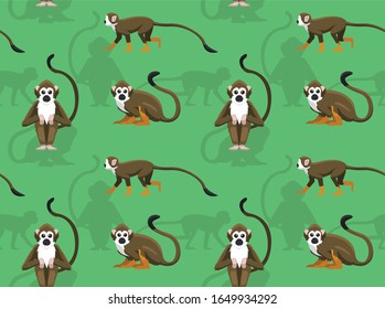 Squirrel Monkey Cute Cartoon Vector Seamless Background Wallpaper-01