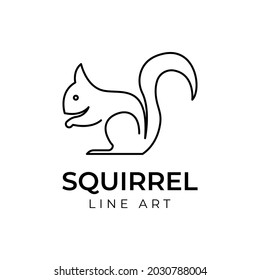 Squirrel Monoline Logo vector Design Illustration