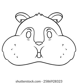 squirrel with a mouth full of food illustration hand drawn outline vector