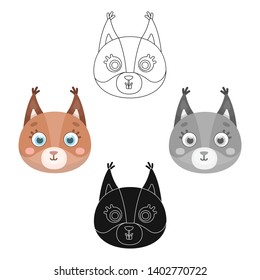 Squirrel muzzle icon in cartoon,black style isolated on white background. Animal muzzle symbol stock vector illustration.