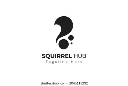 Squirrel negative space logo design - Vector squirrel silhouette view side for retro logos, emblems, badges, labels template vintage design element